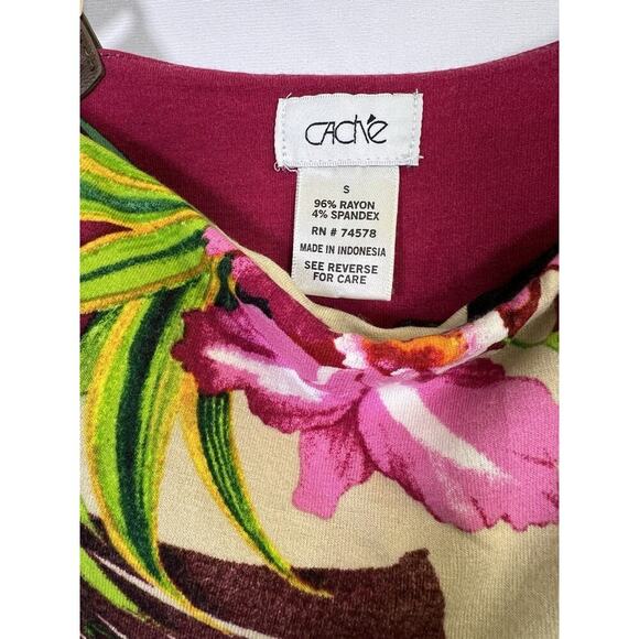 Vintage Y2K Cache Womens Baby Doll Dress Floral Hawaii Tropical Size S - Picture 9 of 16